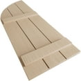 thumbnail image 6 of Ekena Millwork 16 1/2"W x 54"H (37 1/2" Low Side) Timberthane Rough Cedar Three Board Joined Board-n-Batten w/Quarter Round Arch Top Faux Wood Shutters (Per Pair), Primed Tan, 6 of 6