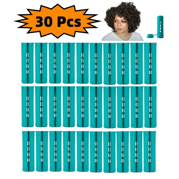 LQQBOX 30 Pcs Green Plastic Perm Rods Set for Natural Hair, Large Hair Curling Rods for Women Hair DIY Hairdressing Tools
