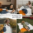 thumbnail image 3 of Boho Mid Century Modern Throw Blankets, Orange Navy Blue Beige Soft Fleece Blanket Decorative for Home Sofa Couch Chair Living Bedroom, 40x50 inches,, 3 of 8