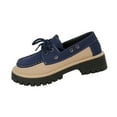 thumbnail image 1 of Chaussures de Course pour Femmes, Chaussures Décontractées Unies à Empiècements, à Lacets devant, Bout Rond, Plates, Semelle Épaisse, Toutes Saisons, Mocassins pour Femmes, 1 of 9