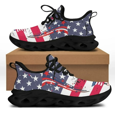 

Luxury Designer Sport Shoes Women Sneakers Female Casual Shoes Cute American Flag Print Light Lace-up Flats Ladies Footwear