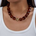 thumbnail image 3 of NICKSUN Vintage Dopamine Chunky Square Acrylic Bead Choker Necklace, Handmade Marbled Resin Statement Collar with Irregular Gold Metal Accent, Trendy Vacation Fashion Neck Jewelry, 3 of 8