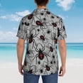 thumbnail image 4 of Vsdgher Spiders Print Men's Hawaiian Shirts Button Down Tropical Holiday Beach Shirts Vacation Clothes,X-Large, 4 of 7