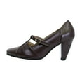 thumbnail image 3 of PEERAGE Isabel Women Extra Wide Width Square Toe T-Strap with Buckle Dress Pump BROWN 10.5, 3 of 6