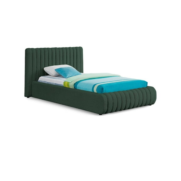 Meridian Furniture Nash Green Boucle Fabric Twin Bed