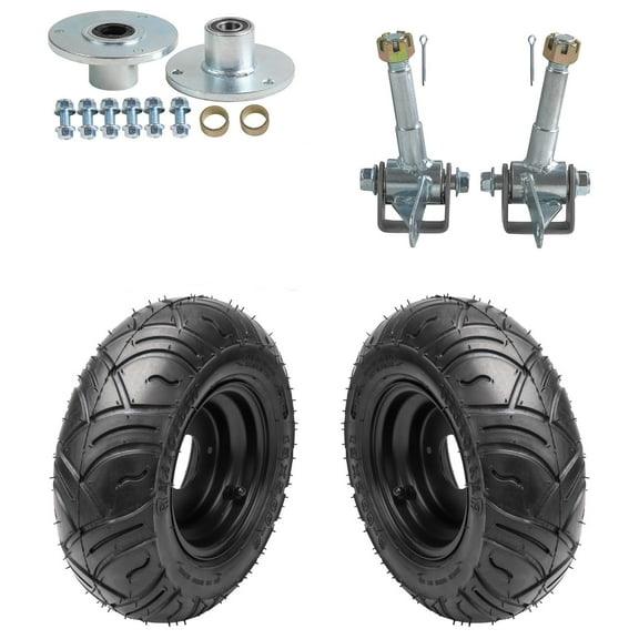 2pcs 13x5.00-6 Tire and Wheel Rim Assembly 13x5-6 Lawn Mower Tire 6" Go Kart Wheels Road Tire Tubeless & Front Steering Knuckle 3 Lug Hubs for ATV Quad Buggy 4 Wheeler Racing Cart Trike