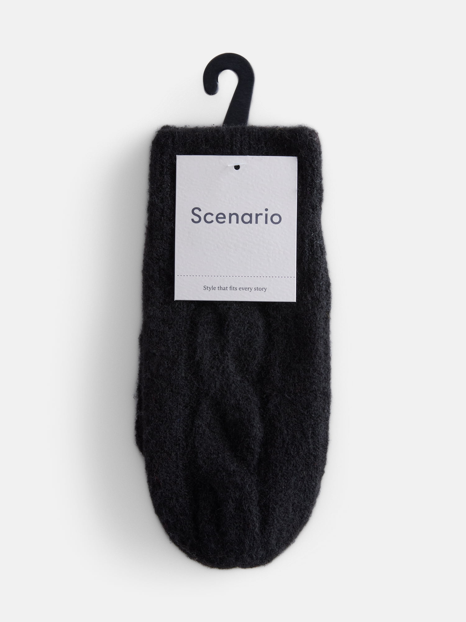 Scenario Women's Cable Knit Mittens, Black Soot