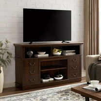 60" Farmhouse TV Stand for TVs Up to 65" with Cabinet & Storage Shelves, Espresso