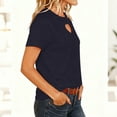 thumbnail image 4 of 3/4 Sleeve Valentine's Heart Shape Cut out Shirts for Women Outfits Vacation Day Tops Tee, 4 of 9