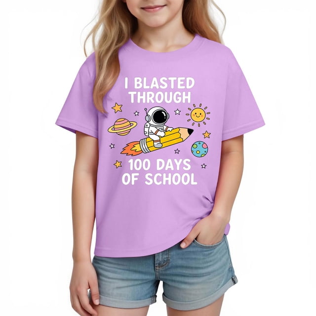 Camiseta de Manga Corta Linda para Niños Niñas Impresión Gráfica Tee de la Escuela de la Temporada, Camisetas de Manga Corta de las Niñas Ropa de Juego Suave