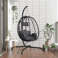 thumbnail image 1 of vidaXL Hanging Egg Chair with Cushion Anthracite Poly Rattan&Steel, 1 of 5