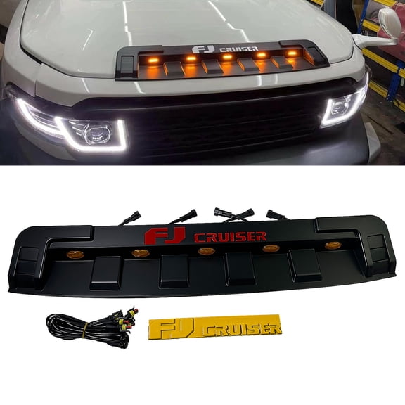 BST BSSP for 2007-2014 Toyota FJ Cruiser Front Engine Hood Air Intake Grille Cover w/Lamp