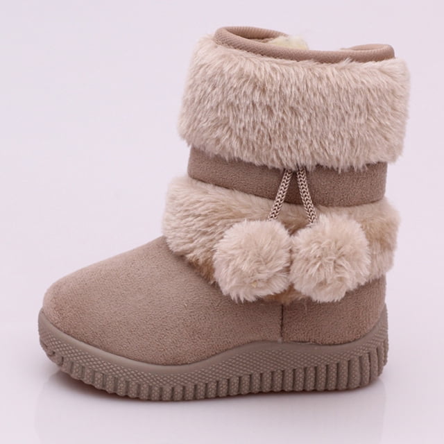 Girls' Winter Boots with Thick Non- Soles Warm Comfortable Zipper Ankle Shoes for Autumn and Cold Weather