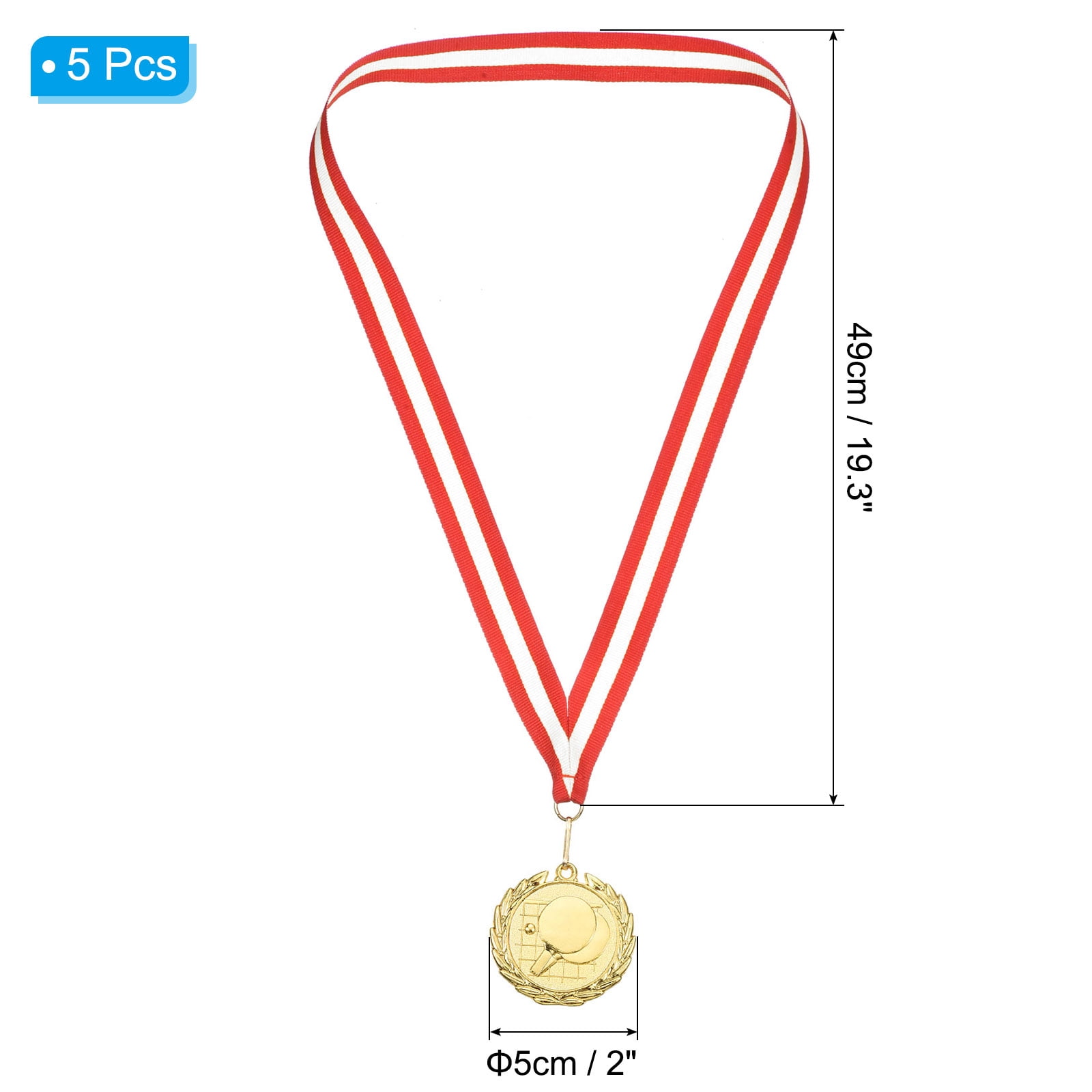 Uxcell 2" Gold Table Tennis Medals, 5Pcs Table Tennis Award Medals for Events