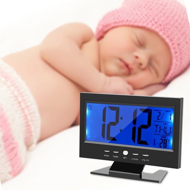 Reloj Despertador Digital Inteligente de Escritorio LCD Sensor de Sonido Digital Reloj Despertador de Mesa con Calendario y Pantalla de Temperatura ANGGREK Otros