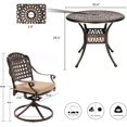 thumbnail image 2 of Haverchair 5 Piece Outdoor Dining Set Cast Aluminum Patio Dining Set Table and Chairs Outside Furniture 4 Mesh Swivel Chairs with Khaki Cushions and Umbrella Hole Round Dining Table for Garden Patio, 2 of 8