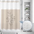 thumbnail image 2 of No Hook Shower Curtain, Minimalist Leaves Shower Curtains for Bathroom with See Through Top Window, Modern Farmhouse Botanical Floral Waterproof & Washable Bath Curtain Extra Long 72"x84", 2 of 7