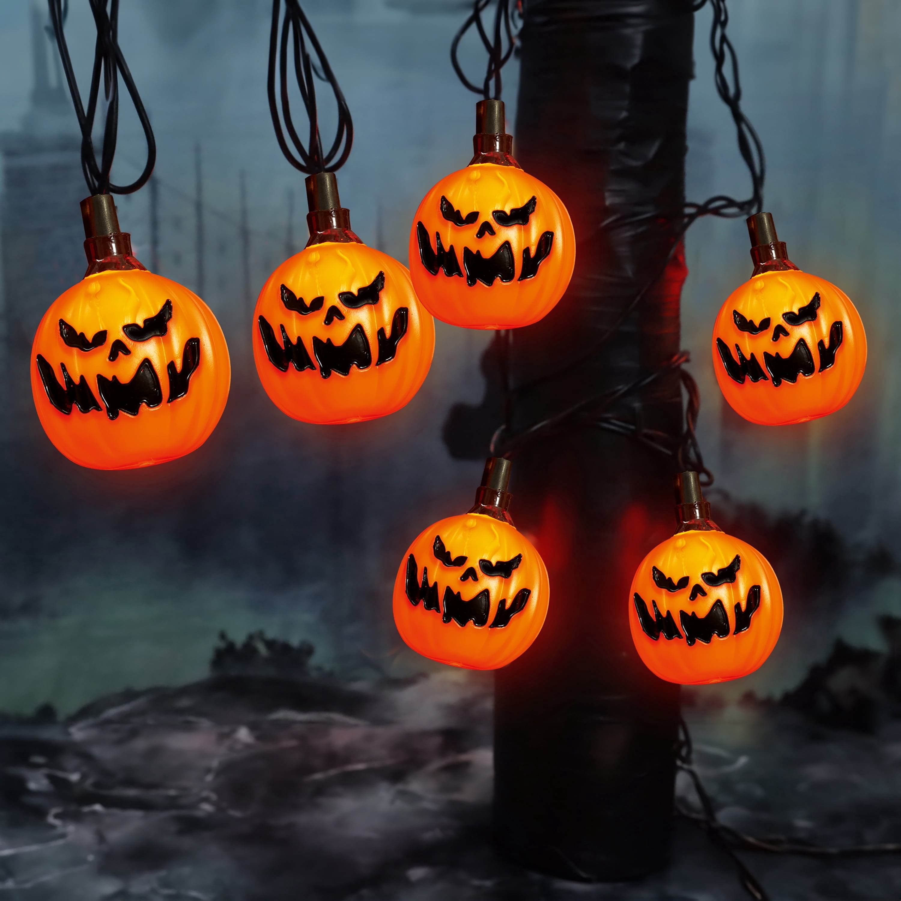 Indoor/Outdoor 10-Count LED Pumpkin String Lights, Warm White, 6.5', Halloween by Way To Celebrate