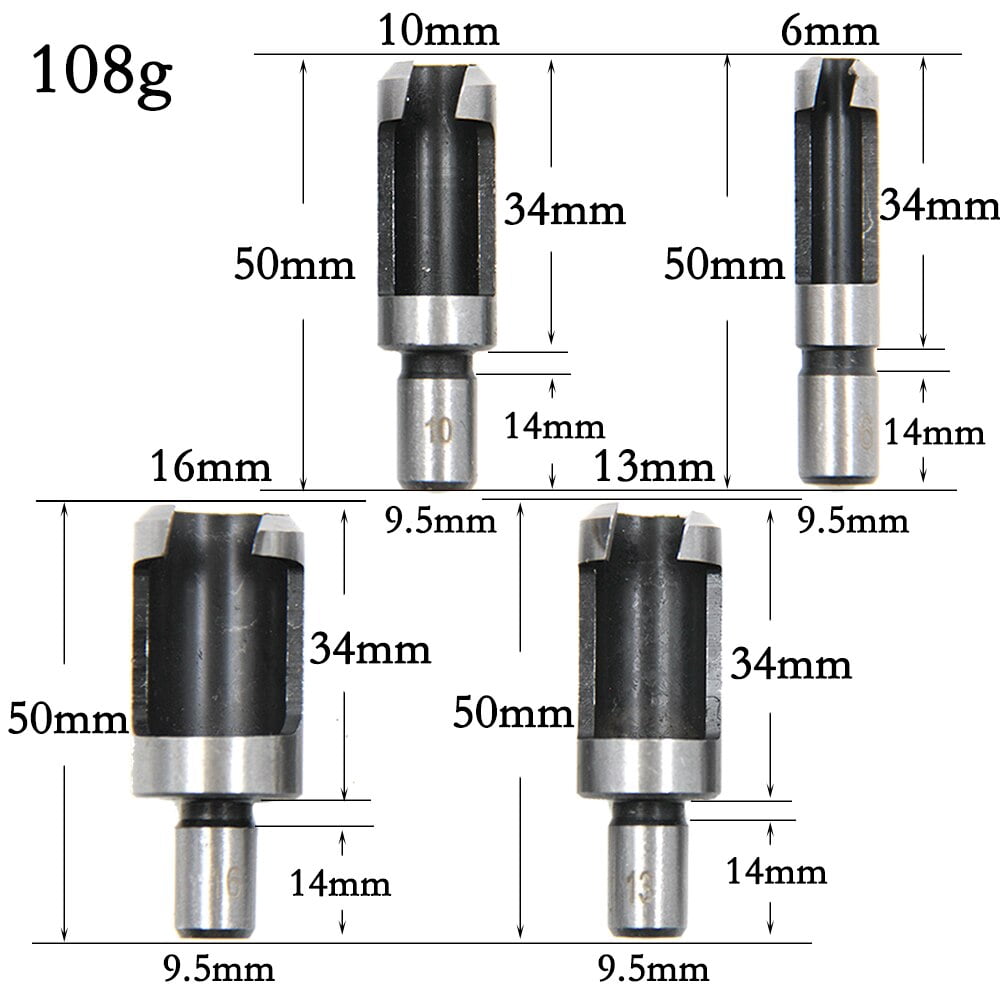 4pc round Handle Barrel/claw Type Wooden Plug Drill Woodworking Hole Opener Reaming Drill Bit Removal Tool Cutting Tool Set