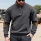 thumbnail image 5 of pstuiky camisas de hombre de manga larga, Blusa/camisa informal y moderna de color liso con cuello alto, manga larga y bolsillo con cremallera para hombre top de hombre xxl, 5 of 9