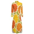 thumbnail image 6 of 2024 Colorful Fruit Print Casual Dress Orange Lemon Street Fashion Dresses V Neck Elegant Chiffon Dress Long Sleeve Vestido Big Size, 6 of 7