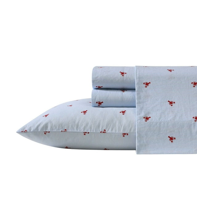 Juego de sábanas Nautica Twin XL, 100% algodón, percal, langosta, color rojo
