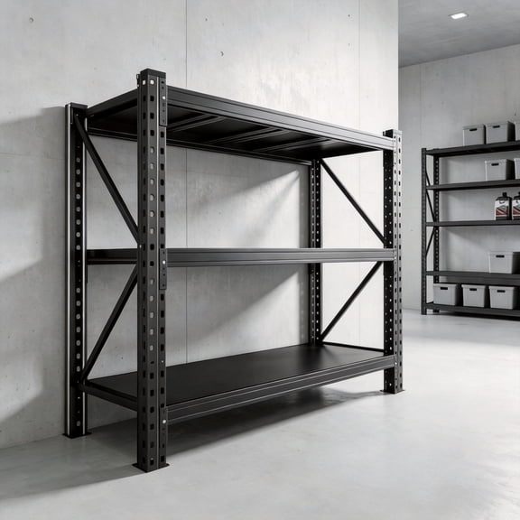 Modern Industrial 3 Tier Garage Shelving, 5100 lbs Functional Metal Storage Shelf, Heavy Duty Organizer for Small Business Storage, Black, 67"W x 20"D x 63"H