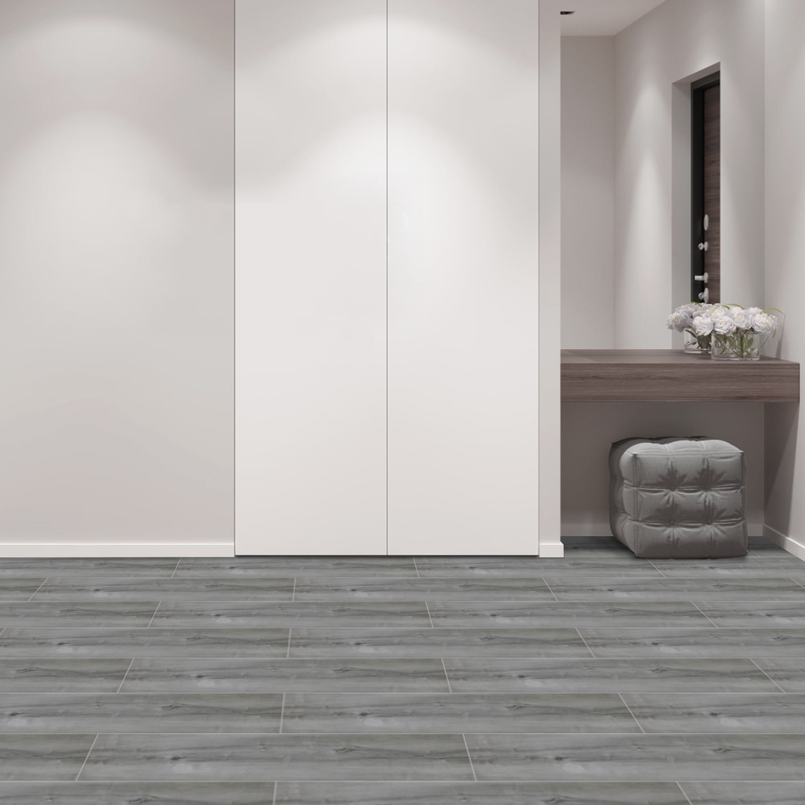 UMIGGEE Gray Peel and Stick Flooring 35" x 6" 20 Pieces/Pack Vinyl Wood-Look Flooring Tiles Self-Adhesive Vinyl Flooring Easy to Install for Kitchen Living Room (Cover 29 Sq. Ft)