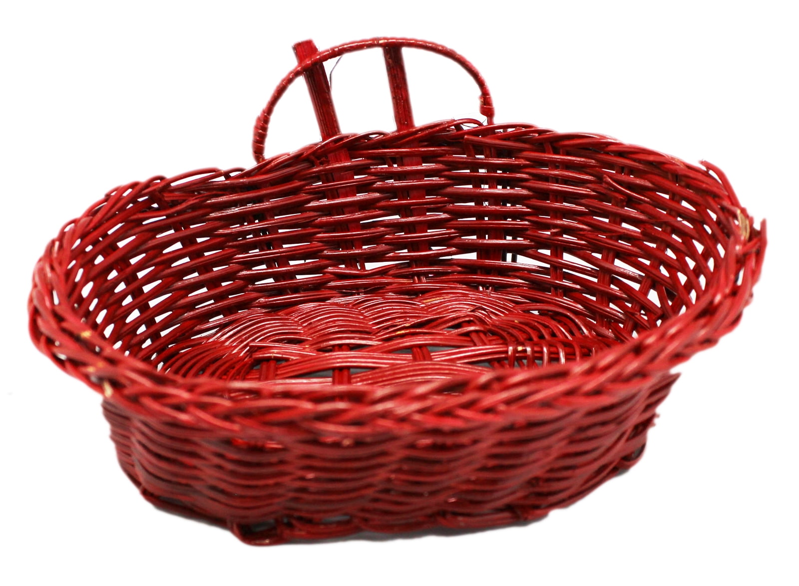 Red Colored Miniature Wicker Basket By Ganz (Small Size)