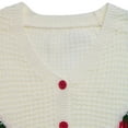 thumbnail image 7 of Long Sleeve Strawberry Cardigan Womens V Neck Button Front Knit Sweater Cardigans Hollow Loose Fall Knitwear Beige, M, 7 of 7