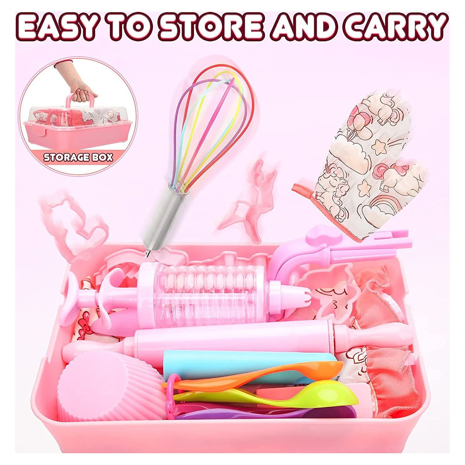 Odomy Cooking and Baking Set,Kids Chef Set, Apron for Little Girls, Kids Age 3-10, Size: 1XL, Pink