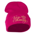 thumbnail image 4 of Keep Shining Embroidered Long Knitted Beanie - Magenta OSFM, 4 of 5