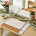thumbnail image 6 of Orange, Placemats for Dinning Table Set of 6, Modern Abstract Geometric Patchwork Stripes Art Burlap Kitchen Place Mats Waterproof Cloth Table Mats, Indoor Outdoor Placemats Easy Clean Dinner Decor, 6 of 8