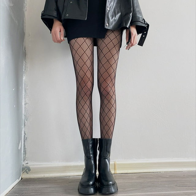 Collants et Bas pour Femmes en Maille Transparente à Motifs Taille Haute avec Pieds pour Usage Quotidien