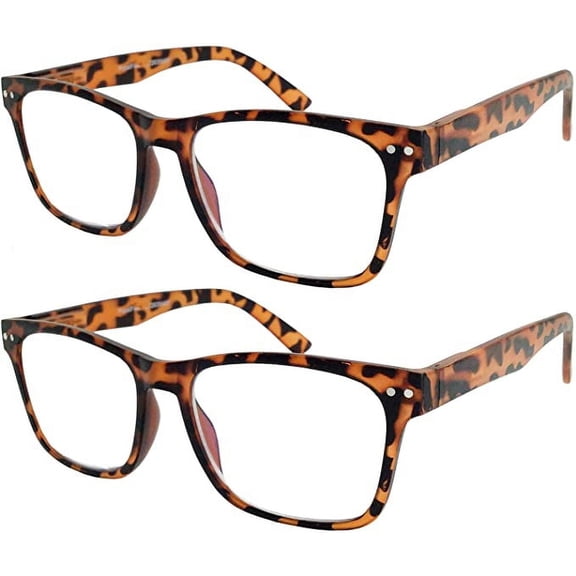 GRINDERPUNCH 2 Pack Reading Glasses Men Women Blue light Blocking Computer Readers Retro Fashion Eyeglasses - 2 Pack Tortoise, 1.50