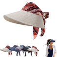 thumbnail image 2 of AirLoni Visor Hat For Women Wide Brim Sun Protection Open Top Ponytail Friendly Adjustable Foldable Lightweight Scarf Hat Travel Casual Sunshade Hat Khaki,M, 2 of 5