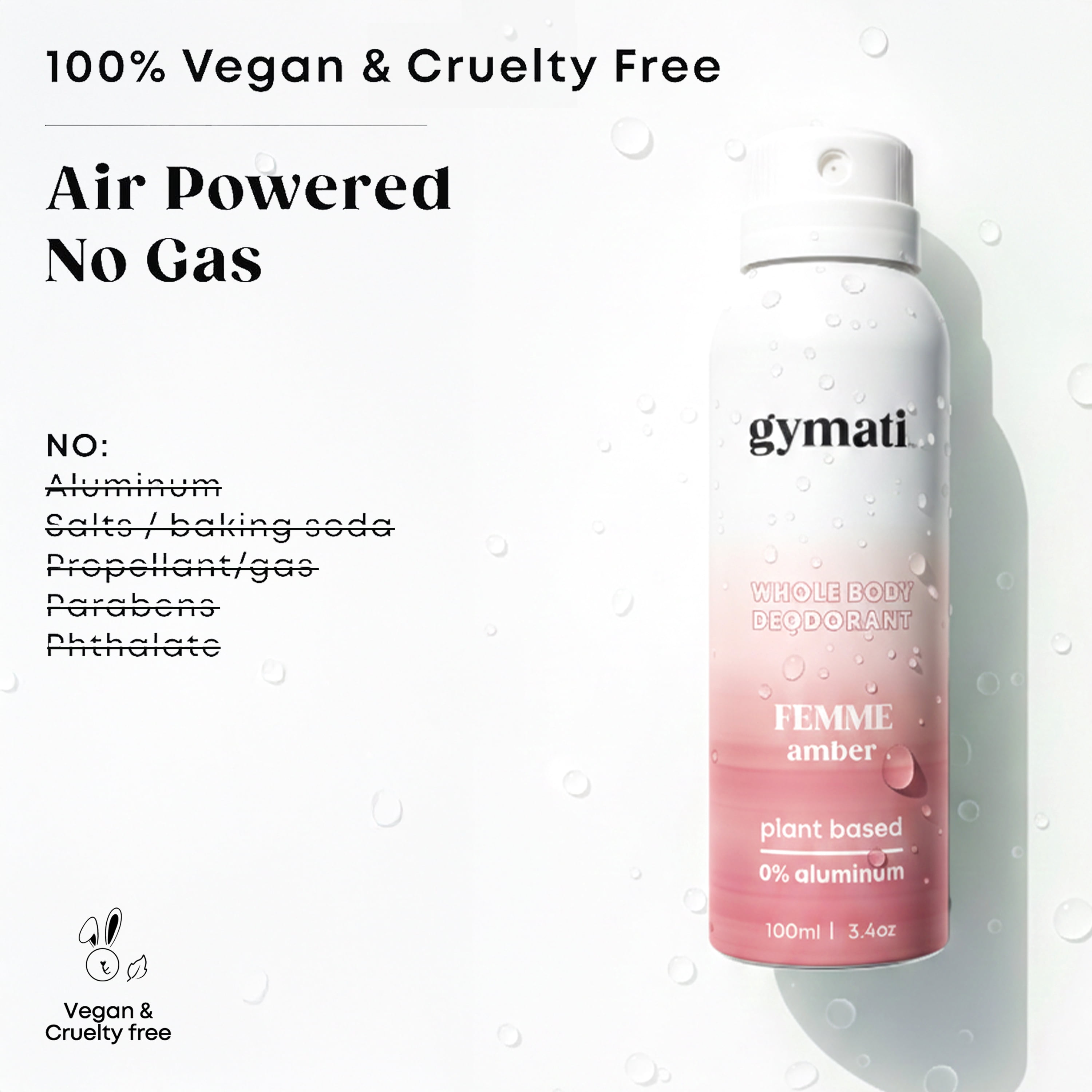 Gymati Natural Deodorant Whole Body Spray For Women | Aluminum Free | Made in USA | 3.4 oz /Travel Size