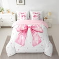 thumbnail image 3 of Feelyou Pink Watercolor Bowknot Twin Bedding Sets 7-Piece for Kids, Cartoon Stars Print Bedding Comforter Set, Fairy Tale Princess Reversible Sheet Sets, Microfiber Bedroom Decor, 3 of 9