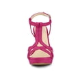 thumbnail image 6 of BLISSFUL STEP Women T Strap Slingback Platform Stiletto Heel Sandals Hot Pink 9.5, 6 of 7