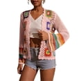 thumbnail image 1 of Cárdigans florales de ganchillo for mujer, cárdigan bohemio con abertura frontal, suéter, Tops de manga larga, moda Primavera Verano, 1 of 7