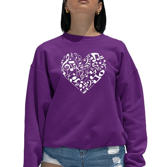 Women's Word Art Crewneck Sweatshirt - Heart Notes