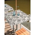 thumbnail image 2 of Outdoor Tablecloth with Umbrella Hole for Patio/Picnic/Party/Camping, Vintage Floral Waterproof Table Cloth Square Cover Washable, Grey Spring Dandelion Plants Flower Botanical (60"x 60"), 2 of 8