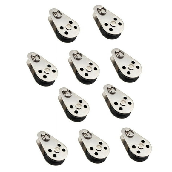10PCS Stainless Steel M25 Pulley Block Hanging Wire Towing Wheel Lifting Wire Rope Cable Pulley Roller,10 PCS * Pulley Blocks,silver