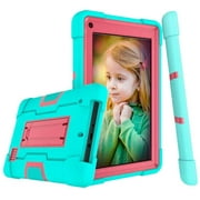 Goldcherry For RCA Voyager 7" Case, Hybrid Heavy Duty Defender Shockproof Protective with Built-in Kickstand for RCA Voyager/RCA Voyager II 7 Inch Tablet(Mint Green/Pink )