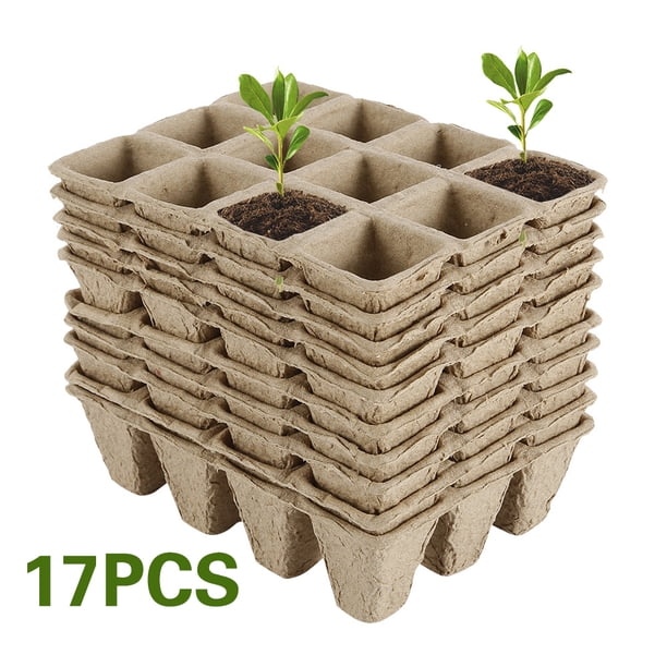 Muyoka Macetas de turba, bandejas de inicio de semillas, tazas de iniciación de plántulas de plantas, macetas biodegradables de semillas de vivero, 17 Uds. Muyoka Hogar