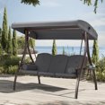 thumbnail image 3 of Homrest 3 Seat Outdoor Porch Swing with Adjustable Canopy, Cushions, and Pillow, 3 of 9
