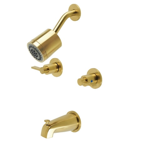Kingston Brass KBX8147NDL NuvoFusion Two-Handle Tub and Shower Faucet, Brushed Brass