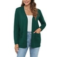 thumbnail image 3 of Uvplove Women's Long Sleeve Open Front Knit Cardigan Sweater with Pockets Dark Green-XXL,S-2XL, 3 of 12