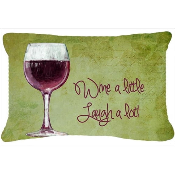 Carolines Treasures  Wine A Little Laugh A Lot Indoor & Outdoor Fabric Decorative Pillow