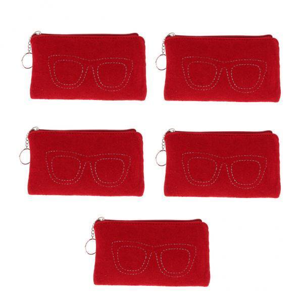 3x5 Piezas Estuche de Fieltro para Gafas Sunnimix Estuche para gafas de Sol Rojo